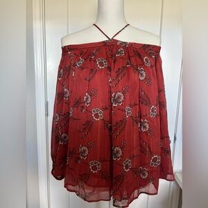 Ann Taylor off the shoulder balloon long sleeve blouse NWOT